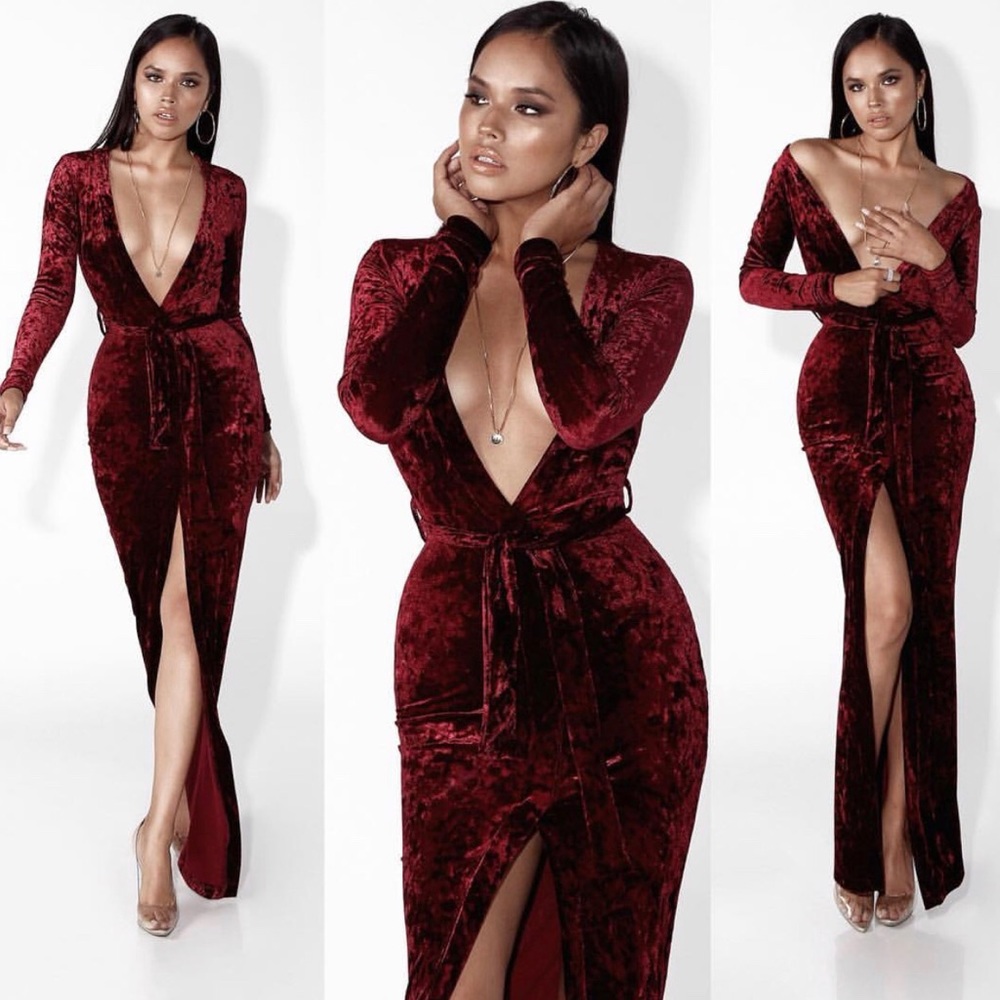 Red Velvet Maxi Dress